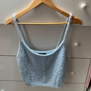 NWOT BABY BLUE KENDALL AND KYLIE FUR TANK TOP